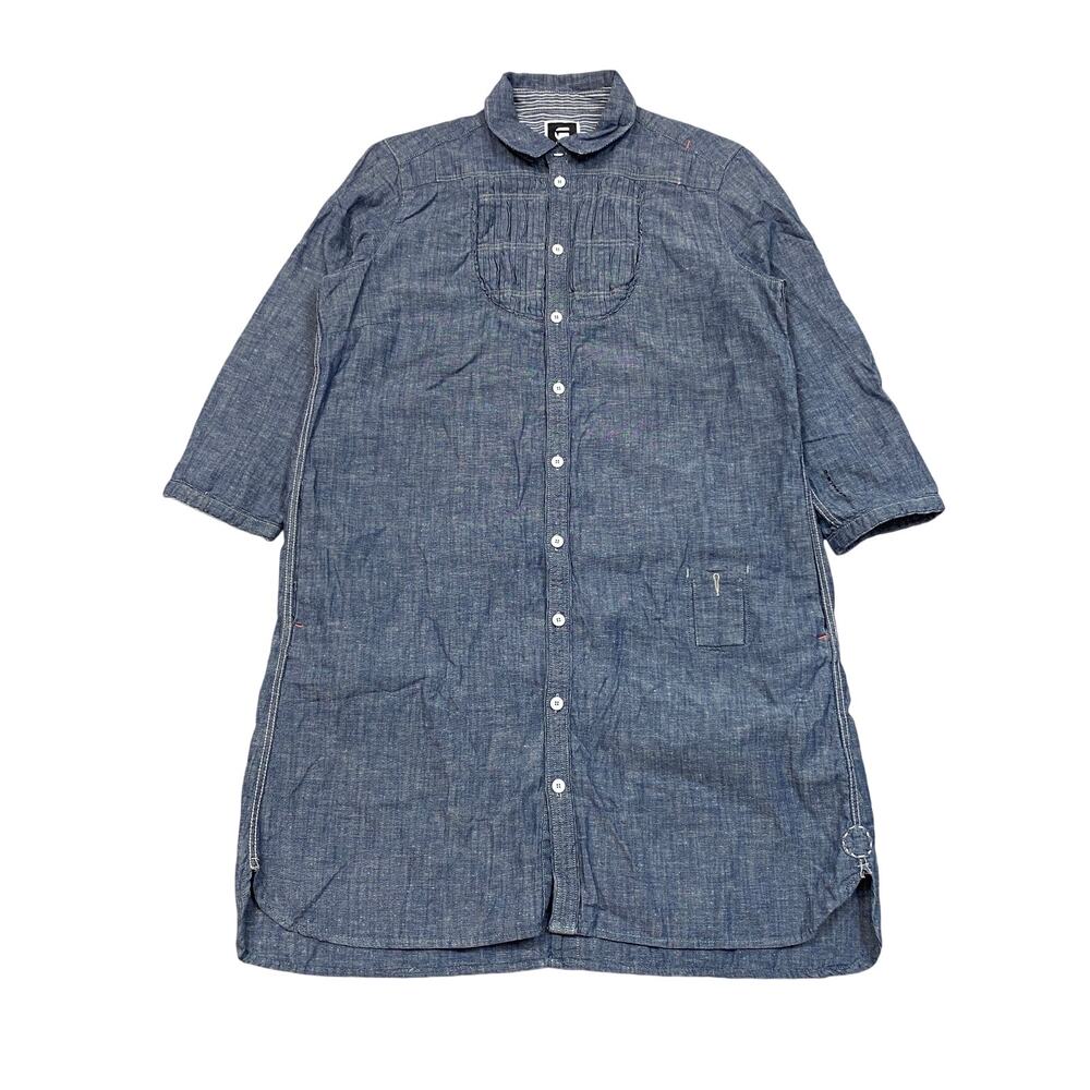 G Star Raw Denim Shirt Dress 3/4 Sleeve Women's Medium Minimalist